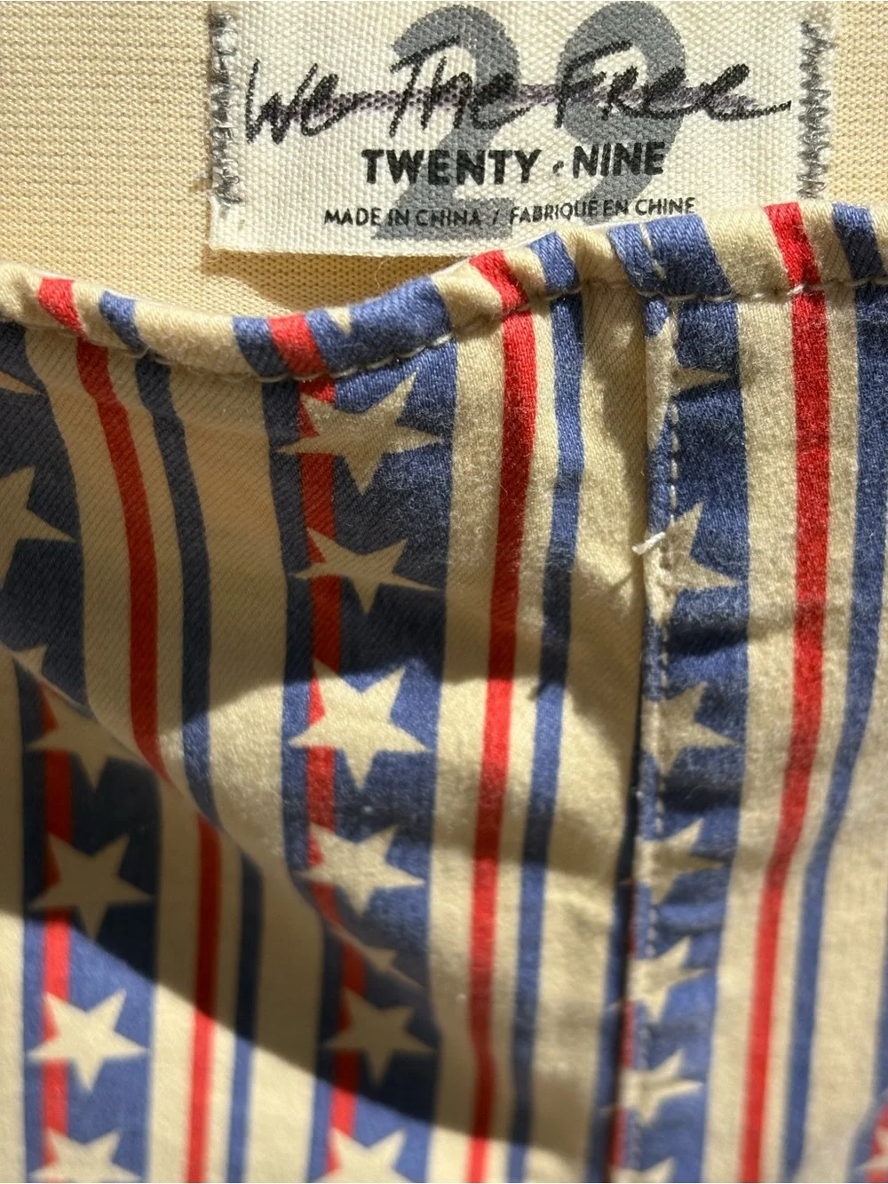 Free People Striped Star Print Flared Pants in Red, Blue, Cream - Picture 5 of 8